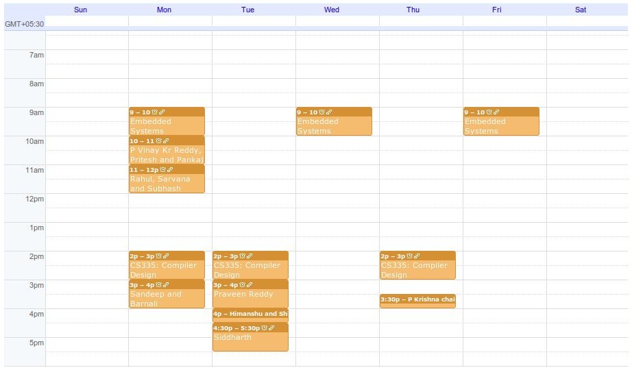 My Schedule For Jan - Apr 2011
